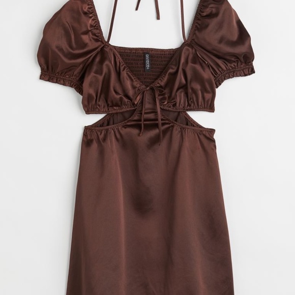 H&M DIVIDED SMALL NWOT SOLD OUT DRESS SIZE S PRETTY STRAPPY BROWN PARTY - Picture 1 of 11
